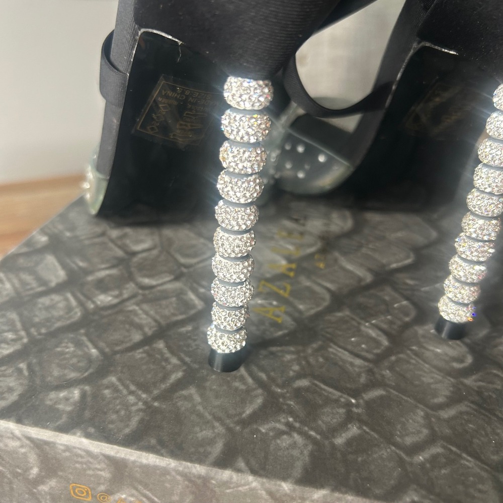 Azalea Wang Stiletto Heels Rhinestone Pumps Ankle Wrap Pointed Toe‎ 8.5 - Picture 7 of 9
